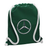 Backpack pouch GYMBAG BOTTLE GREEN, with pocket (40x48cm) & thick white cords