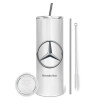 Eco friendly stainless steel tumbler 600ml, with metal straw & cleaning brush