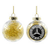 Transparent Christmas tree ball ornament with gold filling 8cm