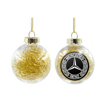 mercedes, Transparent Christmas tree ball ornament with gold filling 8cm