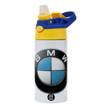 BMW, Children's hot water bottle, stainless steel, with safety straw, green, blue (360ml) BPA FREE