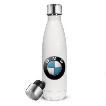 BMW, Metal mug thermos White (Stainless steel), double wall, 500ml