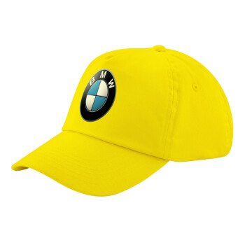 BMW, Child's Baseball Cap, 100% Cotton Twill, Yellow (COTTON, CHILD, UNISEX, ONE SIZE)