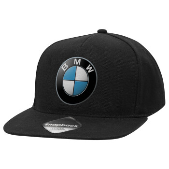 BMW, Καπέλο Ενηλίκων Flat Snapback Μαύρο, (POLYESTER, ΕΝΗΛΙΚΩΝ, UNISEX, ONE SIZE)