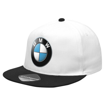 BMW, Καπέλο Ενηλίκων Flat Snapback Λευκό/Μαύρο, (POLYESTER, ΕΝΗΛΙΚΩΝ, UNISEX, ONE SIZE)