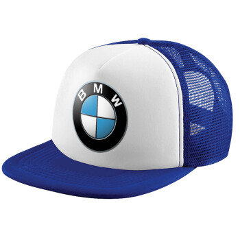 BMW, Child's Soft Trucker Hat with Blue/White Mesh (POLYESTER, CHILD, ONE SIZE)