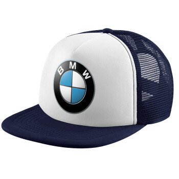 BMW, Adult Soft Trucker Hat with Dark Blue/White Mesh (POLYESTER, ADULT, UNISEX, ONE SIZE)