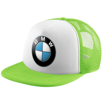 BMW, Child's Soft Trucker Hat with Green/White Mesh (POLYESTER, CHILDREN'S, ONE SIZE)