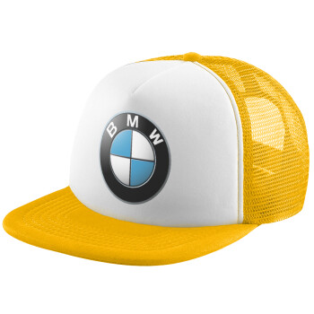 BMW, Καπέλο Ενηλίκων Soft Trucker με Δίχτυ Κίτρινο/White (POLYESTER, ΕΝΗΛΙΚΩΝ, UNISEX, ONE SIZE)