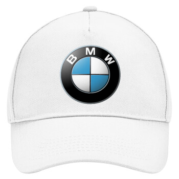 BMW, Adult Baseball Cap, Drill, White (100% COTTON, ADULT, UNISEX, ONE SIZE)