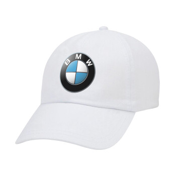 BMW, Adult Baseball Cap White 5-panel (POLYESTER, ADULT, UNISEX, ONE SIZE)