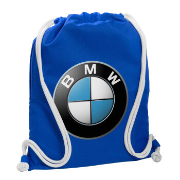 BMW, Τσάντα πλάτης πουγκί GYMBAG Μπλε, με τσέπη (40x48cm) & χονδρά κορδόνια