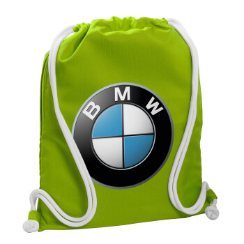 BMW, Backpack bag GYMBAG LIME GREEN, with pocket (40x48cm) & thick cords