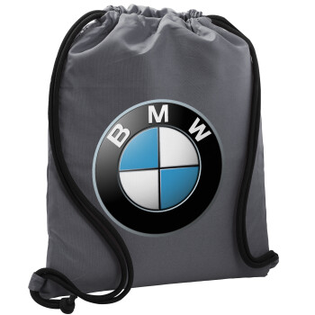 BMW, Τσάντα πλάτης πουγκί GYMBAG ΓΚΡΙ, με τσέπη (40x48cm) & χονδρά κορδόνια