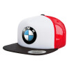 Adult Foam Flat Snapback with Mesh Black-White-Red (POLYESTER, ADULT, UNISEX, ONE SIZE)