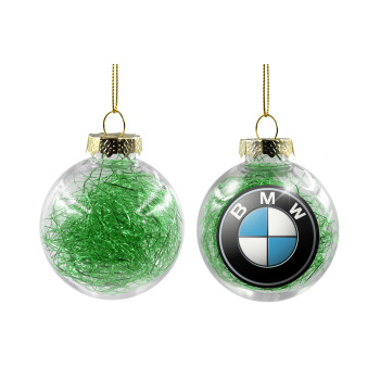 BMW, Transparent Christmas tree ball ornament with green filling 8cm