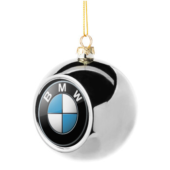 BMW, Silver 8cm Christmas tree ball ornament