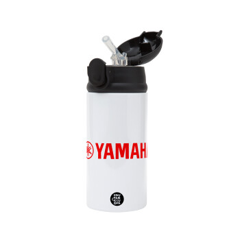 Yamaha, Children's hot water bottle, stainless steel, with safety straw, Black (360ml) BPA-FREE