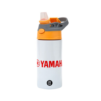 Yamaha, Children's hot water bottle, stainless steel, with safety straw, Orange/Grey (360ml) BPA-FREE