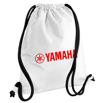 Yamaha, Backpack pouch GYMBAG white, with pocket (40x48cm) & thick cords