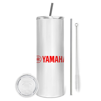 Yamaha, Tumbler ποτήρι θερμό από ανοξείδωτο ατσάλι 600ml, με μεταλλικό καλαμάκι & βούρτσα καθαρισμού