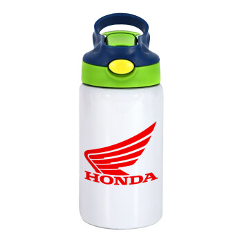 Honda, Children's hot water bottle, stainless steel, with safety straw, green, blue (350ml)