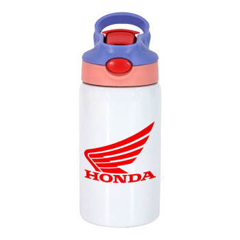 Honda, Children's hot water bottle, stainless steel, with safety straw, pink/purple (350ml)