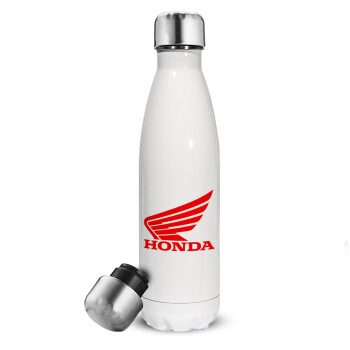 Honda, Μεταλλικό παγούρι θερμός Λευκό (Stainless steel), διπλού τοιχώματος, 500ml