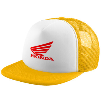 Honda, Καπέλο Ενηλίκων Soft Trucker με Δίχτυ Κίτρινο/White (POLYESTER, ΕΝΗΛΙΚΩΝ, UNISEX, ONE SIZE)