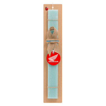 Honda, Easter Set, wooden keychain & aromatic flat Easter candle (30cm) (TURQUOISE)