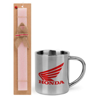 Honda, Easter Set, metallic thermal cup (300ml) & aromatic flat Easter candle (30cm) (PINK)