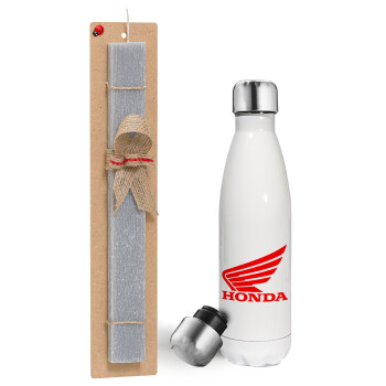 Honda, Easter candle, metallic white thermos bottle (500ml) & aromatic flat candle (30cm) (GRAY)