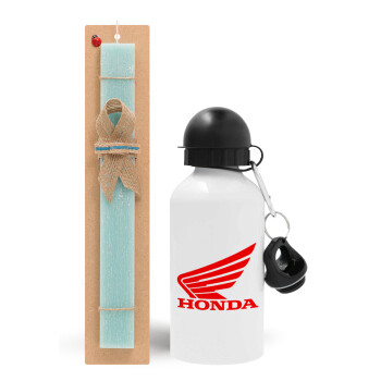 Honda, Easter Set, metallic aluminum water bottle (500ml) & scented flat candle (30cm) (TURQUOISE)