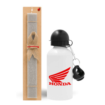 Honda, Easter Set, metallic aluminum water bottle (500ml) & aromatic flat Easter candle (30cm) (GRAY)