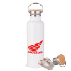 Stainless steel White with wooden lid (bamboo), double wall, 750ml