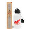 Easter Set, metallic aluminum water bottle (500ml) & aromatic flat Easter candle (30cm) (GRAY)