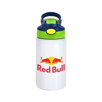 Redbull, Children's hot water bottle, stainless steel, with safety straw, green, blue (350ml)