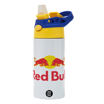 Redbull, Children's hot water bottle, stainless steel, with safety straw, green, blue (360ml) BPA FREE