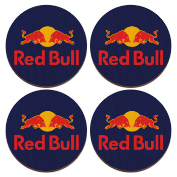 Redbull, ΣΕΤ x4 Σουβέρ ξύλινα στρογγυλά plywood (9cm)