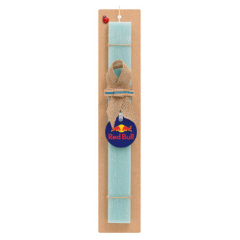 Redbull, Easter Set, wooden keychain & aromatic flat Easter candle (30cm) (TURQUOISE)