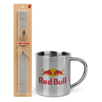 Redbull, Πασχαλινό Σετ, μεταλλική κούπα θερμό (300ml) & πασχαλινή λαμπάδα αρωματική πλακέ (30cm) (ΓΚΡΙ)