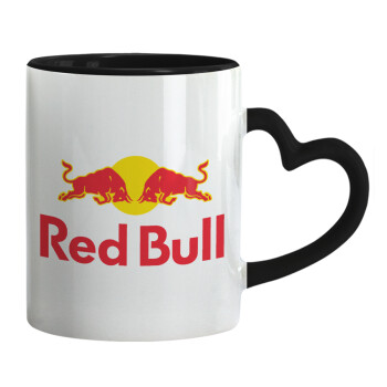 Redbull, Mug heart black handle, ceramic, 330ml