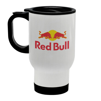 Redbull, Stainless steel travel mug with lid, double wall white 450ml