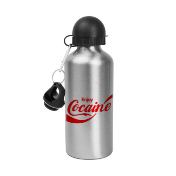 Enjoy Cocaine, Metallic water jug, Silver, aluminum 500ml