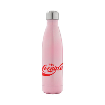 Enjoy Cocaine, Metal mug thermos Pink Iridiscent (Stainless steel), double wall, 500ml