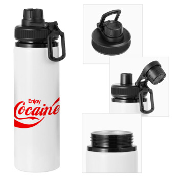 Enjoy Cocaine, Metal water bottle with safety cap, aluminum 850ml