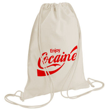 Enjoy Cocaine, Τσάντα πλάτης πουγκί GYMBAG natural (28x40cm)