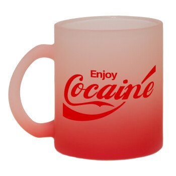 Enjoy Cocaine, Κούπα γυάλινη δίχρωμη με βάση το κόκκινο ματ, 330ml