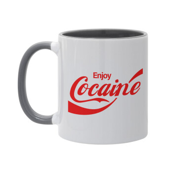Enjoy Cocaine, Mug colored grey, ceramic, 330ml