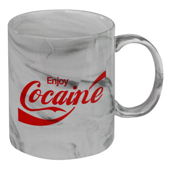 Enjoy Cocaine, Κούπα κεραμική, marble style (μάρμαρο), 330ml